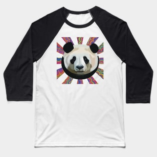 Striking Panda bear on Psychedelic patterned sun rays Baseball T-Shirt